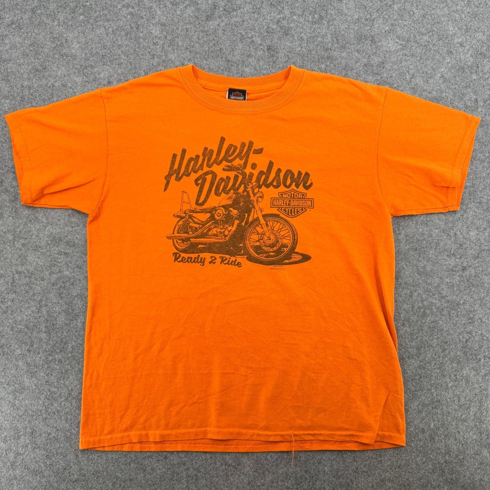 Harley-Davidson T-Shirt Youth L Ready 2 Ride Orange Graphic RK Stratman EUC